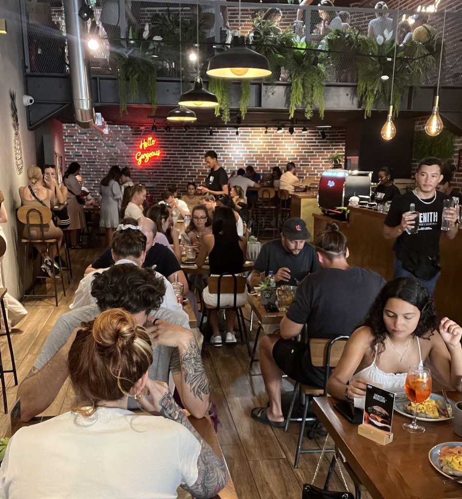 A crowded café in Lisbon